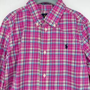 Ralph Lauren Boy's Pink Plaid Button Down Shirt Top‎ Size 6